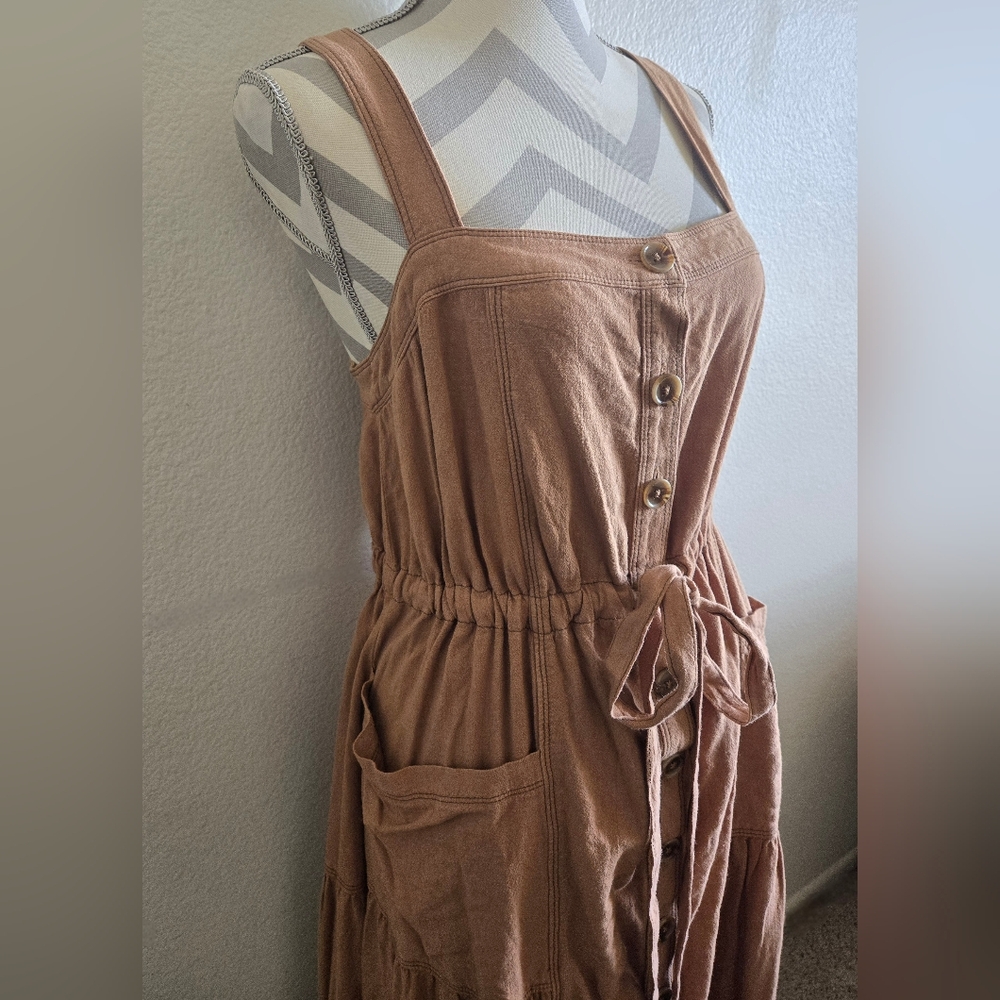 Free People Catch the Breeze Dress in Amber Waves Linen Blend Medium - Picture 4 of 15